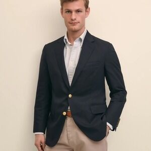 Brooks Brothers Blazer Jacket 39L Loro Piana 100% Wool Navy Gold Button‎ Madison